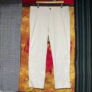 J.CREW Flex-men’s beige cotton blend ’STRAIGHT’ leg flat front chino/khaki pants